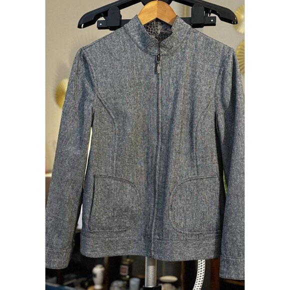 Chico's Womens Sz 1 Convertible Animal Print‎ And Gray Full Zip Up Jacket - Picture 5 of 7